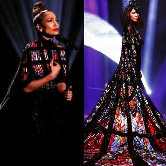 Jennifer Lopez wears a Michael Cinco