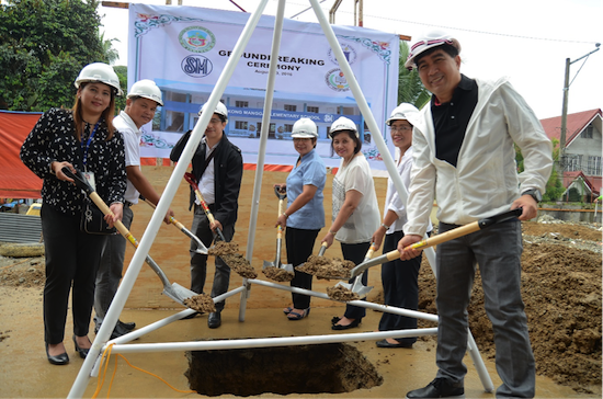 Linda Atayde, 3rd from right at a ground breaking ceremony of an SM school building project