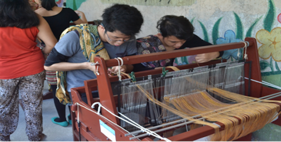 Special needs students using handlooms