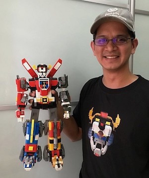 Leandro Tayag with his LEGO creation