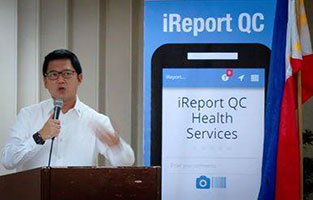Mayor Herbert Bautista launching the iReport QC