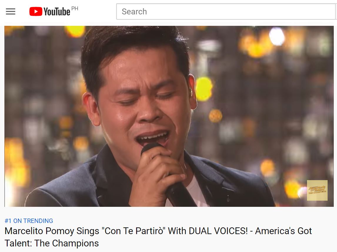 Marcelito Pomoy Youtube video AGT