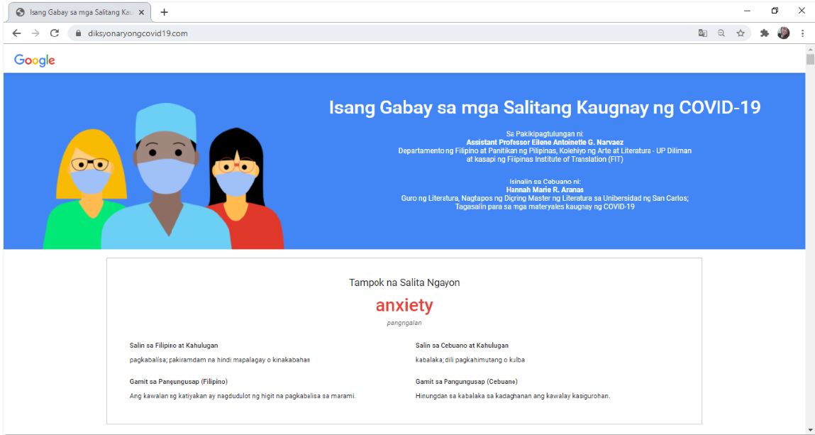 Google Dictionary COVID-19