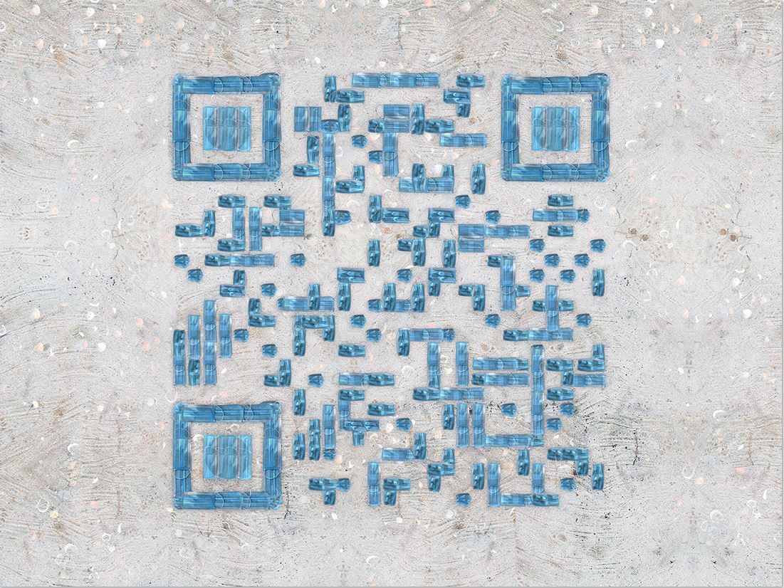 Top view of QR Code made on the Zamboanga beach.