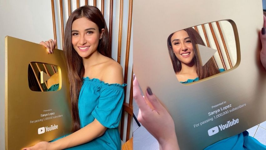 Sanya Lopez YouTube Gold Play Button award