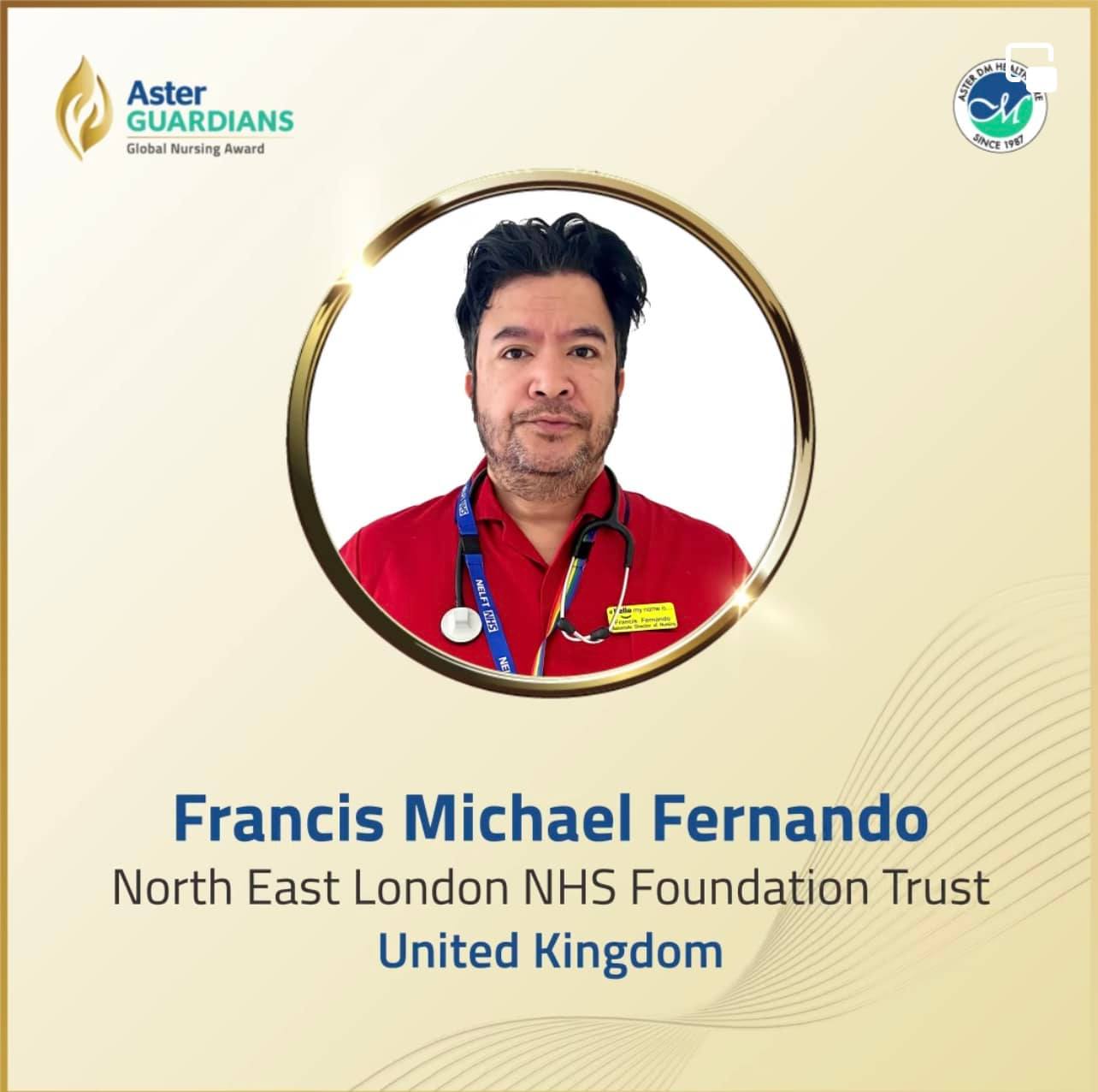 Francis Michael Fernando Global Nursing finalist