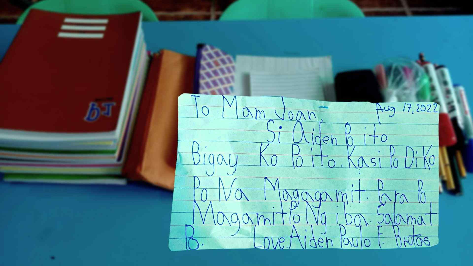 Grade school student unused school supplies
